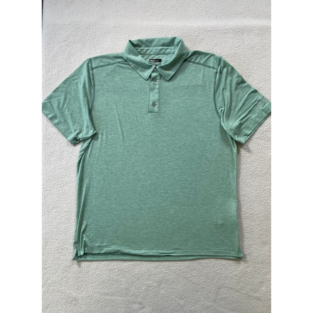 Marmot Mens Large Polo Shirt Green Short Sleeve Performance Tencel L43520